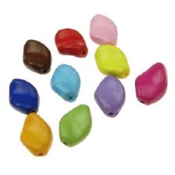 Colorful Plastic Twisted Oval Bead, 15x11 mm, MIX -50 grams