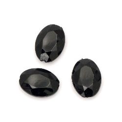 Margele solida  oval 18x13x6 mm gaura 1 mm fațetat negru -50 grame ~ 55 bucăți