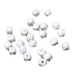 Acrylic stone solid bead for jewelry making, faceted 6x6x5 mm hole 1 mm white - 50 grams ~ 417 pieces
