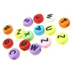 Two-color bead with letters, 7x4 mm, MIX - 20 grams, approximately 152 pieces