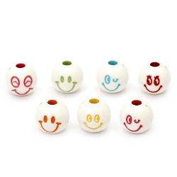 Two-Color bead ball with smile 12mm Hole 3.5mm MIX - 20g ~22 pcs.