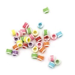Bead, Faded Color, cylinder 5.5x6 mm hole 3 mm MIX - 20 grams ~170 pieces