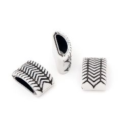 Two-tone Embossed Plastic Bead, 10x12.5x9 mm, Hole: 13 mm, White and Black -50 grams ~ 53 pieces