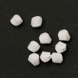 Faceted Solid Plastic Bead, 10x9 mm, Hole: 1 mm, White -50 grams ~ 130 pieces