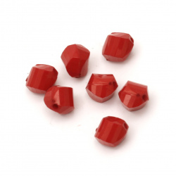 Faceted Plastic Bead / Abstract Shape, 10x9 mm, Hole: 1 mm, Red -50 grams ~ 130 pieces