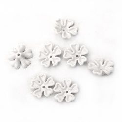 Χάντρα Οπάκ λουλούδι  16,5x6 mm τρύπα 1 mm λευκό -50 γραμμάρια ~ 120 τεμάχια