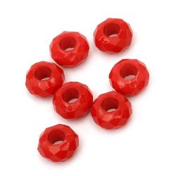 Margele solida saiba abacus 14x7,5 mm gaură 5 mm roșu -50 grame ~ 65 bucăți