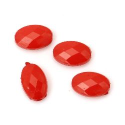 Acrylic Oval Faceted Bead, 15x10x6 mm, Hole: 1 mm, Red -50 grams ~ 95 pieces