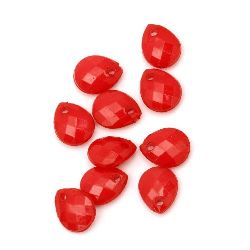 Acrylic drop pendant solid for jewelry making 10x8x4 mm hole 1 mm red - 50 grams ~ 360 pieces