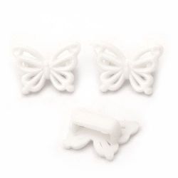 Margele solidă fluture 18x25x9 mm gaură 13,5 mm alb - 50 grame ~ 52 bucăți