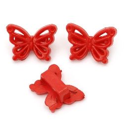 Acrylic butterfly solid bead for jewelry making 18x25x9 mm hole 13.5 mm red - 20 grams ~ 23 pieces