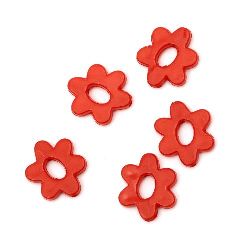 Acrylic flower solid bead for jewelry making 20x17x3.5 mm hole 1 mm red - 50 grams ~ 65 pieces