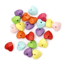 Acrylic heart pendant solid for jewelry making 14x13x7 mm hole 1.5 mm mix - 50 grams ~ 85 pieces