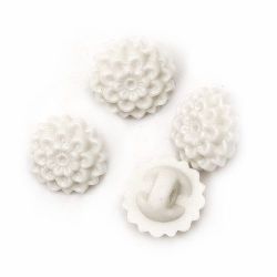 Plastic solid rose button for sewing 16x9 mm hole 2.5 mm white - 50 grams ~ 55 pieces