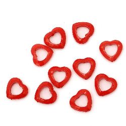 Acrylic heart pendant solid for jewelry making 18x19x6.5 mm hole 1 mm red - 50 grams ~ 60 pieces