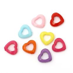 Acrylic heart pendant solid for jewelry making 18x19x6.5 mm hole 1 mm mix - 50 grams ~ 60 pieces