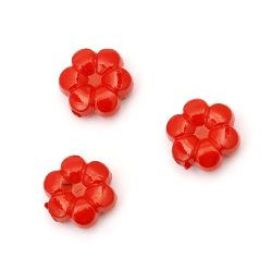 Margele solidă floare  10x4 mm gaură 1,5 mm roșu -50 grame ~ 150 bucăți