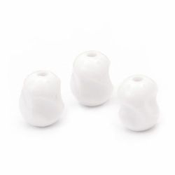 Solid Plastic Twisted Bead, 8x10 mm, Hole: 2 mm, White -20 grams ± 41 pieces