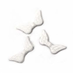 Solid Plastic Bead / Wings, 20x9x3.5 mm, Hole: 1 mm, White -50 grams ~ 230 pieces