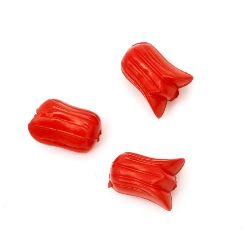 Tulip-shaped Bead, Dense, 10x8x6 mm, Hole 1 mm, Red - 50 grams ~ 190 pieces