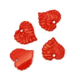 Solid Plastic Leaf Charm for Jewelry Findings and Decoration, 15x15x2 mm, Hole: 1.5 mm, Red -50 grams ~ 200 pieces