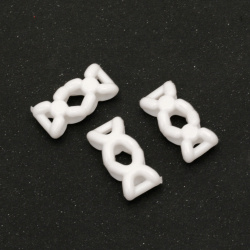 Solid Plastic Abstract Bead, 21x10x6 mm, Two Holes: 3x7 mm, White -50 grams ~ 90 pieces