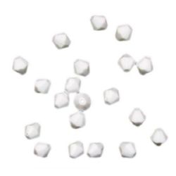 Acrylic Bi-cone Bead, 8x8 mm for DIY Accessories, Hole: 1 mm, White -50 grams ~ 230 pieces