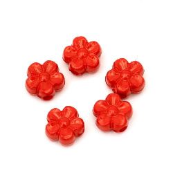 Dense Flower Bead, 9x4 mm, Hole 1.5 mm, Red - 50 grams ~ 245 pieces