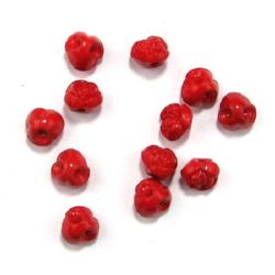 Solid Acrylic Rose Button, 10x10 mm, Hole: 3 mm, Red -50 grams ± 130 pieces