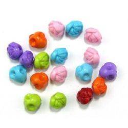 Colorful Plastic Rose Bead, 8x8 mm, Hole: 1 mm, MIX -50 grams ~ 230 pieces