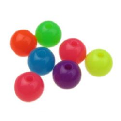 Colorful Neon Acrylic Ball for Handmade Art, 10 mm, Hole: 2.3 mm, MIX -50 grams ~ 95 pieces