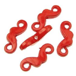 Plastic bead in the Shape of a Mustache, 20x8 mm, Red -50 grams
