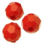 Faceted Solid Plastic Ball, 8 mm, Hole: 1.5 mm, Red -50 grams ~ 200 pieces