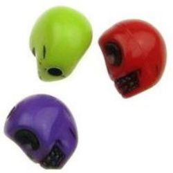 Solid Color Acrylic Beads skull 10x8 mm hole 2 mm MIX -50 grams ~ 120 pieces