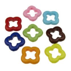 Colorful Openwork Plastic Flower Bead for Jewelry Findings, 20 mm MIX -50 grams