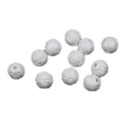 Plastic Round Rose Bead, 8 mm, Hole: 1 mm, White -50 grams ~ 180 pieces