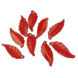Acrylic Leaf Charm for Jewelry Findings and Decoration, 26x10 mm, Red -50 grams