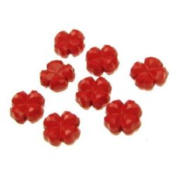 Dense Acrylic Clover Bead, 12x5 mm, Hole: 1 mm, Red -50 grams ~ 106 pieces