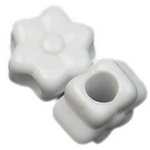 Plastic Flower Bead for CRAFT Making, 7x11 mm, Hole: 4 mm, White -50 grams ~ 120 pieces