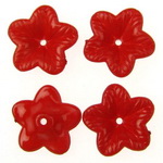 Solid Plastic Flower Bead for Handmade Accessories, 18x5 mm, Hole: 1 mm, Red -50 grams ~ 110 pieces