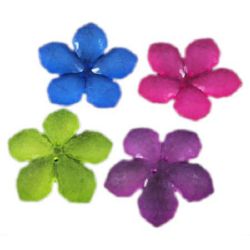 Plastic perl flower button for sewing, scrapbooking, DIY home decoration accessories 38x7 mm MIX - 5 pieces ~ 20 grams