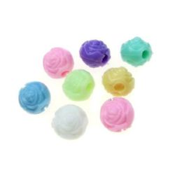 MIXED Plastic Rose Bead for DIY Accessories, 8x8 mm, Hole: 1 mm, Pastel Colors -50 grams ~110 pieces