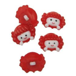 Plastic button for sewing 22.5x17 hole 2 mm red and white -10 pieces
