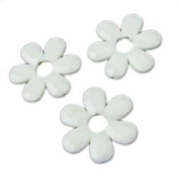 Dense Plastic Flower Bead, 30x5 mm, Hole: 2 mm, White -50 grams ~ 27 pieces
