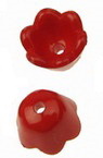 Opaque Bell Flower Bead / 10x7 mm, Hole: 1 mm / Red - 20 grams ~ 80 pieces