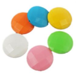 Faceted Plastic Bead in the Shape of a Coin, 28x6.5 mm, Hole: 2 mm -50 g ~ 14 pieces
