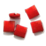 Opaque Square Bead / 10x10x5 mm, Hole: 1 mm / Red - 50 grams ~ 140 pieces