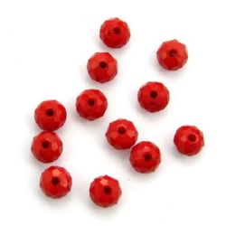 Plastic Abacus Bead, 6x4 mm, Hole: 1 mm, Red - 20 grams ~225 pieces