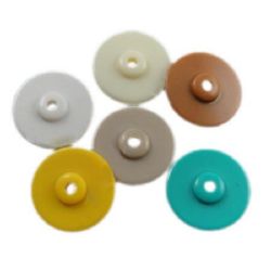 Solid Color Acrylic Beads Round flat 20x7 mm hole 2 mm thick MIX -50 grams