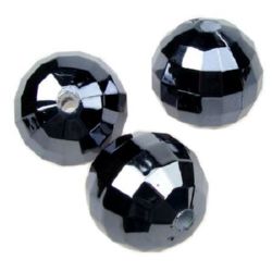 Bilă metalică  margele de 24 mm culoare grafit strâns fațetată